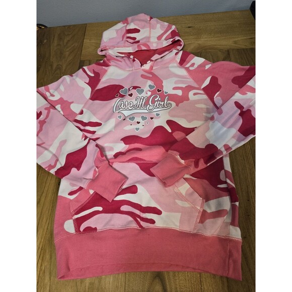 Case iH Girl's Large 12/14 Pink Camouflage Hooded Sweatshirt NWOT - Picture 1 of 10